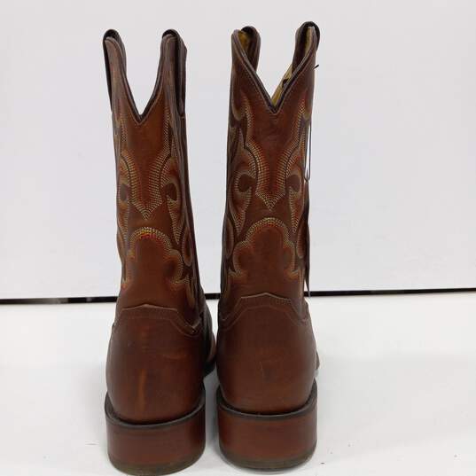 JUSTIN Men's Brown Leather Western Boots Sz 12 D NWT image number 4