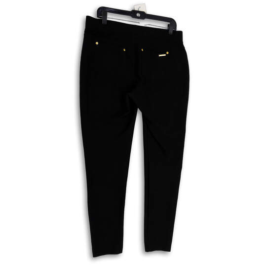 Womens Black Flat Front Elastic Waist Pocket Pull-On Ankle Pants Size L image number 2
