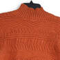Womens Orange Knitted Mock Neck Long Sleeve Pullover Sweater Size XL image number 3