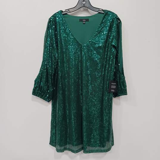 women's Green Bedazzled Sequins Lulus Dress Size Small image number 1