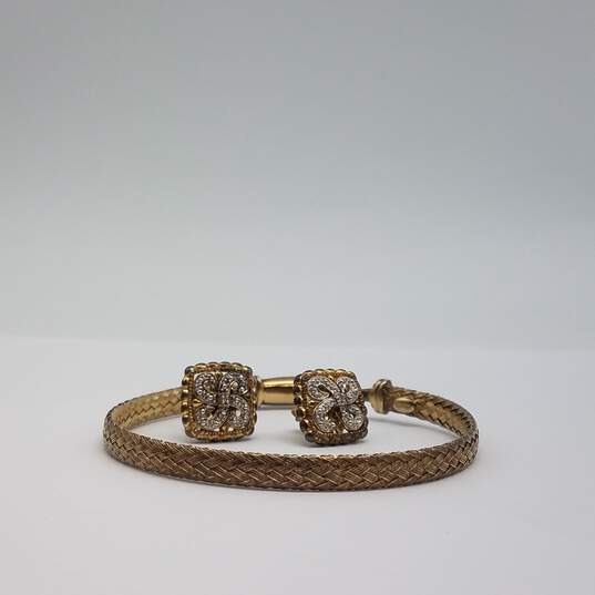 Dyadema Sterling Silver Gold Tone  6 1/2in Woven Bracelet Gold Tone Earring 2pcs Bundle 13.6g image number 5