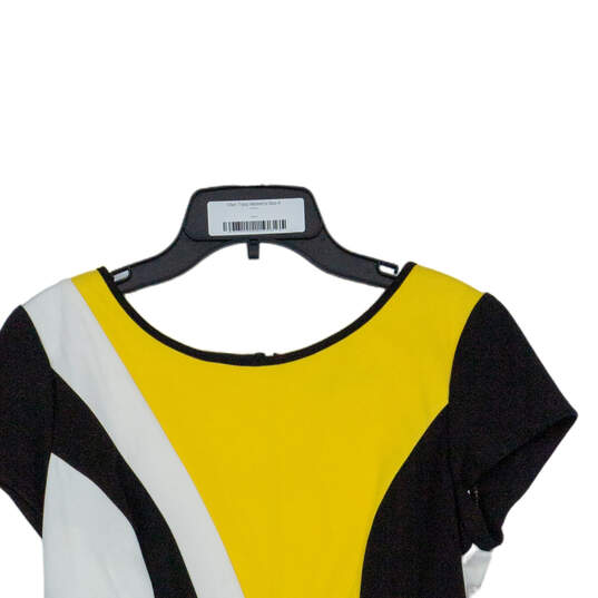 Womens Multicolor Colorblock Short Cap Sleeve Back Zip A-Line Dress Size 4 image number 3
