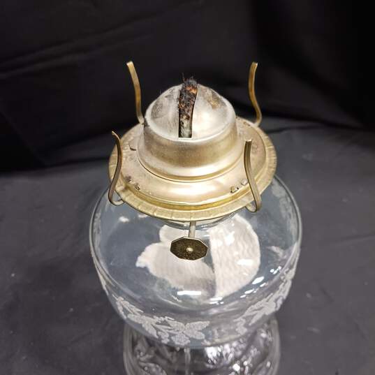 Vintage Etched Glass Oil Lamp image number 3