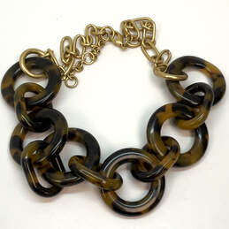 Designer J.Crew Gold-Tone Tortoise Shell Lobster Clasp Link Chain Necklace alternative image