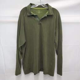 Patagonia MN's Olive Green Cotton Blend Half Snap Button Pullover Size L