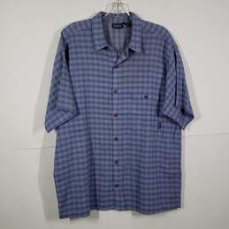 Mens Cotton Plaid Regular Fit Short Sleeve Collared Button-Up Shirt Size Large