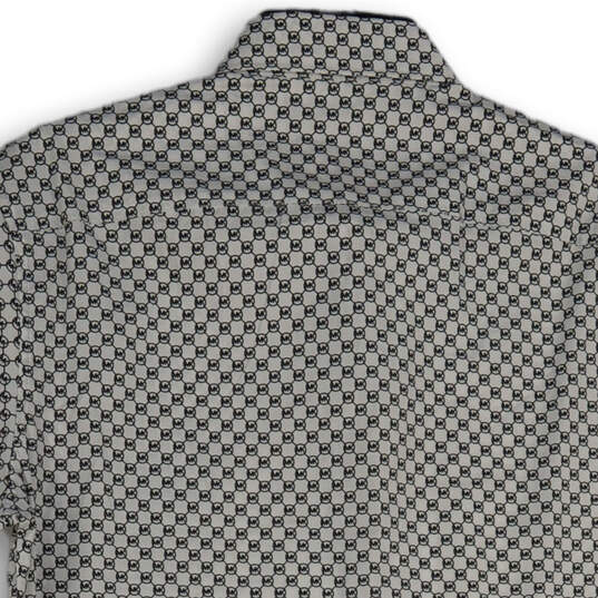 NWT Mens White Black Printed Short Sleeve Button-Up Shirt Size Medium image number 4