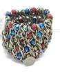 Mixed Metals Woven Multi Color & Aurora Borealis Beaded Statement Bracelets image number 3