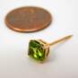 VNTG 10k Yellow Gold Turquoise Cabochon & Asscher Cut Peridot Pins 4.2g image number 4