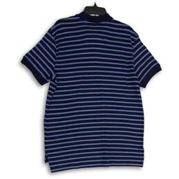 Chaps Mens Blue Striped Stretch Hi-Low Hem Short Sleeve Polo Shirt Size Medium alternative image