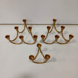 Bundle of 3 Brass Tone Candle Holders