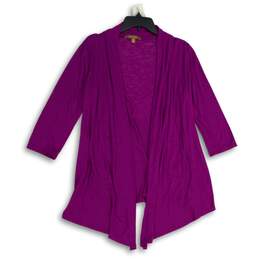 Ellen Tracy Womens Purple 3/4 Sleeve Open Front Cardigan Sweater Size Small