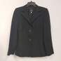 Womens Black Silk Long Sleeve Collared Single Breasted Blazer Jacket Size 6 image number 1