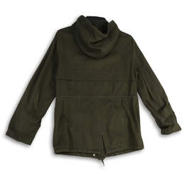 Womens Green Long Sleeve Flap Pocket Hooded Military Jacket Size M alternative image