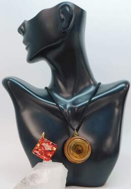 Artisan Murano Foiled Glass Pendant & Necklace 31.5g