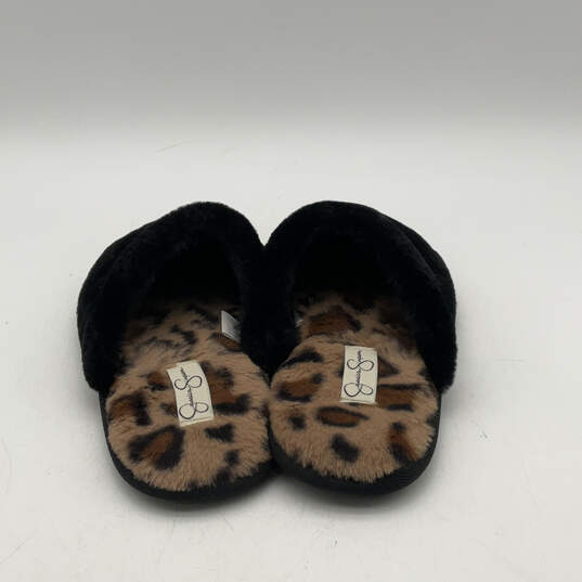 Womens Plush Scuff Black Brown Fur Flat Slip-On Slippers Size 8-9 image number 4