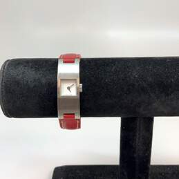 Designer Coach 0169 Red Leather Strap Analog Rectangle Dial Quartz Wristwatch