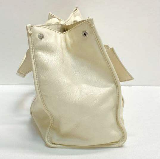 Theory Leather Medium Shoulder Tote Cream image number 7