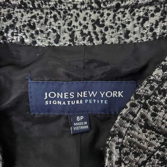 Jones New York Signature Petite Black & Silver Fade Full Zip Jacket Size 8P image number 3