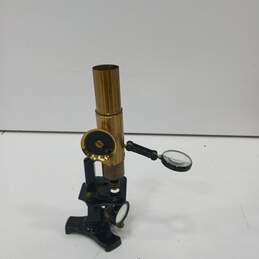 Vintage Brass Compound Microscope In Wood Box alternative image