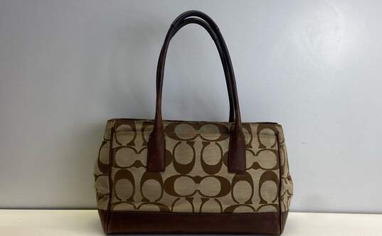 COACH 11558 Madeline Tan Brown Turnlock Signature Canvas Satchel Bag image number 2