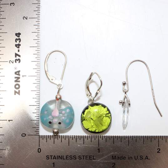 Bundle Of 3 Sterling Silver Glass Earrings - 12.7g image number 5