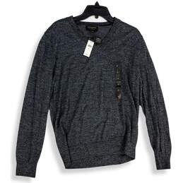 NWT Banana Republic Mens Gray Knitted Long Sleeve V-Neck Pullover Sweater Size M