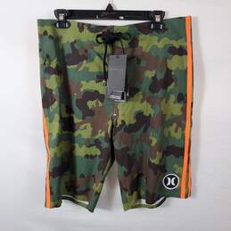 Hurley Men Green Camo Shorts Sz 32 NWT