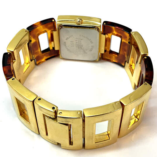 Designer Joan Rivers Gold-Tone Chain Strap Rectangle Dial Analog Wristwatch image number 3