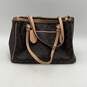 Coach Womens Peyton Brown Tan Logo Charm Inner Pockets Double Zip Tote Bag Purse image number 2