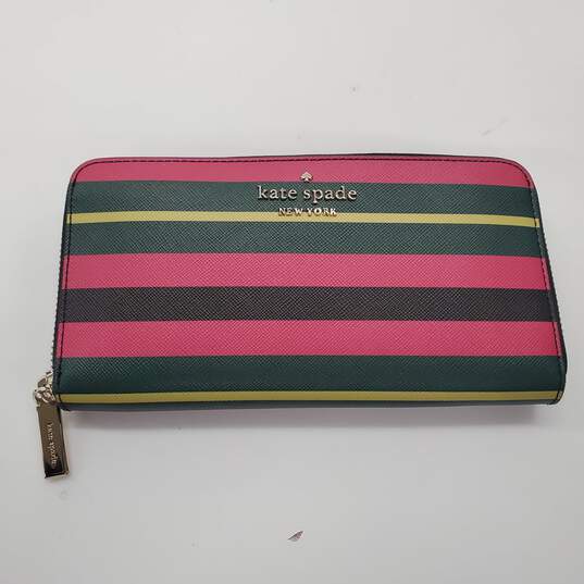 Kate Spade Staci Large Continental Striped Leather Wallet image number 2