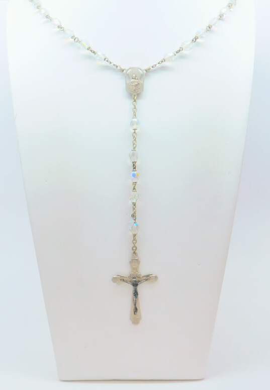 Vintage Icy Aurora Borealis Rosary Prayer Beads 45.2g image number 2