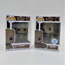 2 Funko POP! Guardians of the Galaxy Groot  #1203 and #1212