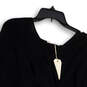 NWT Womens Black Balloon Sleeve V-Neck Hi-Low Hem Pullover Blouse Top Sz S image number 3