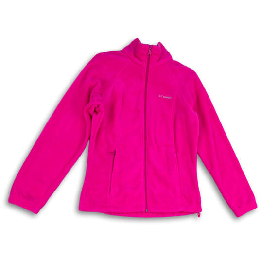 Womens Pink Regular Fit Long Sleeve Full-Zip Fleece Jacket Size M image number 1