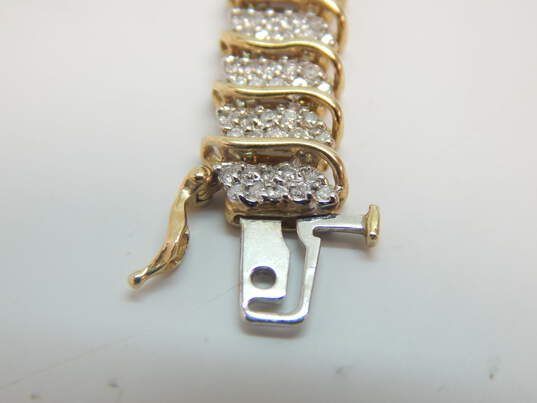 10K Yellow Gold 4.0 CTTW Round Diamond Pave Tennis Bracelet 15.5g image number 8