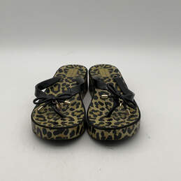 Womens Rhett Brown Black Cheetah Print Platform Flip Flop Sandals Size 7
