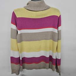 Liz & Co. Multicolored Striped Turtle Neck Sweater alternative image