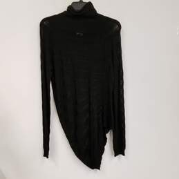 Womens Black Long Sleeve Mock Neck High Low Hem Pullover Sweater Size 44