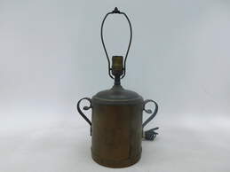 Antq Copper Kerosene Oil Can Jug Electric Lamp Conversion W/ Handles Hammered Rivets Works