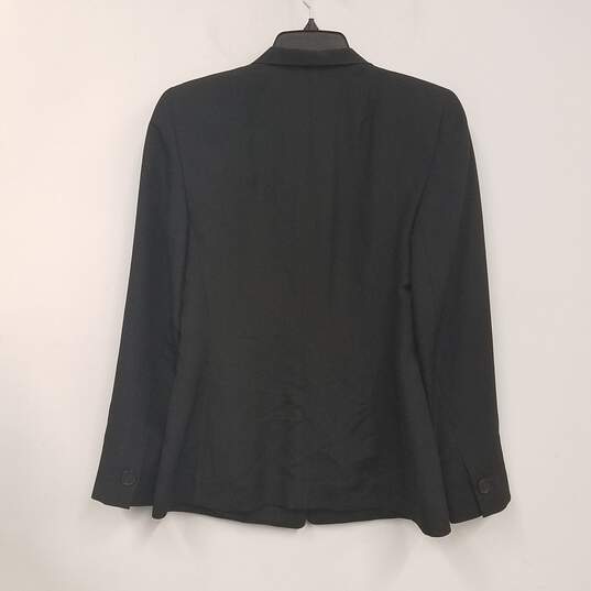 Womens Black Silk Long Sleeve Collared Single Breasted Blazer Jacket Size 6 image number 2