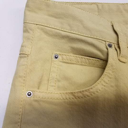 Mens Yellow Cotton Comfort Pockets Mid Rise Skinny Leg Jeans Size 34 image number 5