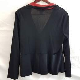 Exclusively Misook Black Blazer Jacket With Red Collar Long Sleeve Size L alternative image