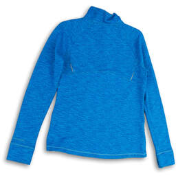 Mens Blue Long Sleeve 1/4 Zip Mock Neck Activewear Pullover T-Shirt Size M alternative image