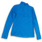 Mens Blue Long Sleeve 1/4 Zip Mock Neck Activewear Pullover T-Shirt Size M image number 2