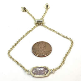 Designer Kendra Scott Gold-Tone Pink Stone Fashionable Link Chain Bracelet alternative image