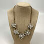 Designer J. Crew Gold-Tone Floral Crystal Cut Link Chain Statement Necklace image number 1