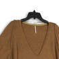 NWT Womens Brown V-Neck Long Sleeve Knit Pullover Sweater Size S/P image number 3