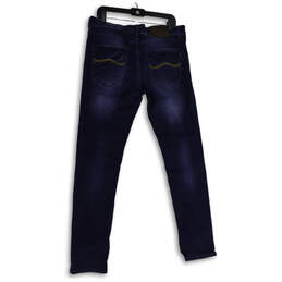 Mens Blue Medium Wash Pockets Distressed Skinny Leg Jeans Size W36 L34 alternative image