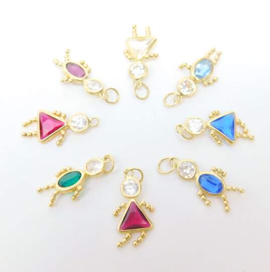 14K Yellow Gold Variety Faux Birthstone Colorful CZ Figural Pendants Charms 3.7g image number 5